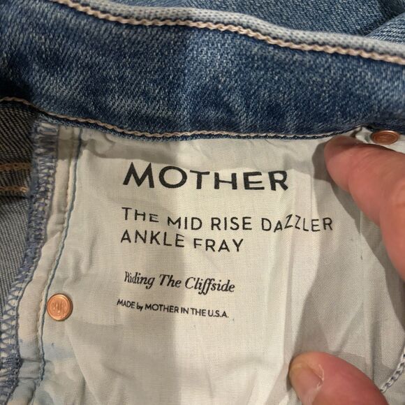 NWT MOTHER Midrise Dazzler Ankle Fray Riding The Cliffside Jeans Denim Women 26 - Picture 5 of 12